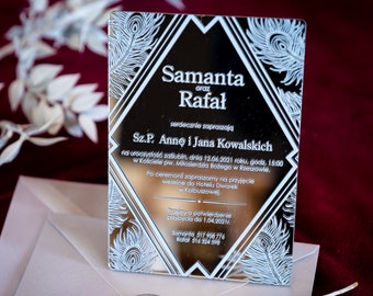 glamour ceremony invitation | mirror elegant card | engagement party card | baby shower announcement