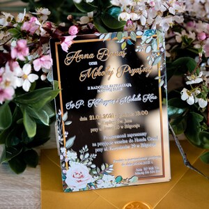Invitación de boda botánica / Tarjeta de ceremonia ecológica / Anuncio de matrimonio con vegetación / Tarjeta floral glamurosa