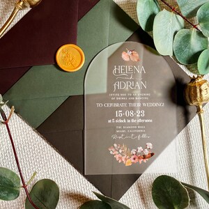 Boho bloemen gewelfde huwelijksuitnodiging | hoepelceremoniekaart | uitnodiging voor modern voorstel | elegante groetenbrief | Gematteerde feestuitnodigingen