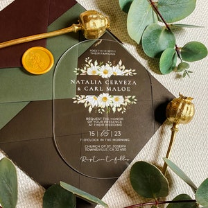 Weiße Blumen Rechteck ovale Hochzeitseinladung | wir feiern Zeremonie Karte | moderne Einladung | Blume Save the Date | klare Partyeinladungen