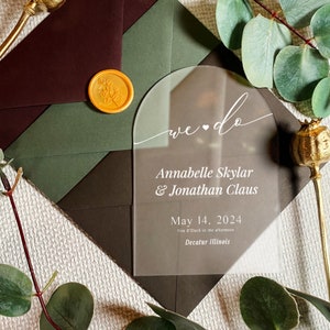 Moderne gewelfde huwelijksuitnodiging | eenvoudige ceremoniekaart | botanische uitnodiging | elegante groetenbrief | Gematteerde feestuitnodigingen