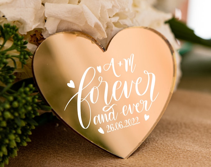 Classic heart-shaped wedding keepsake | boho golden wedding favor | glamour gift for guest with magnet