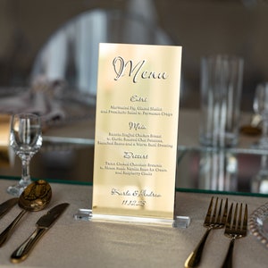 Menu de boissons Gold avec base détail de mariage personnalisé décor de fête glamour image 4