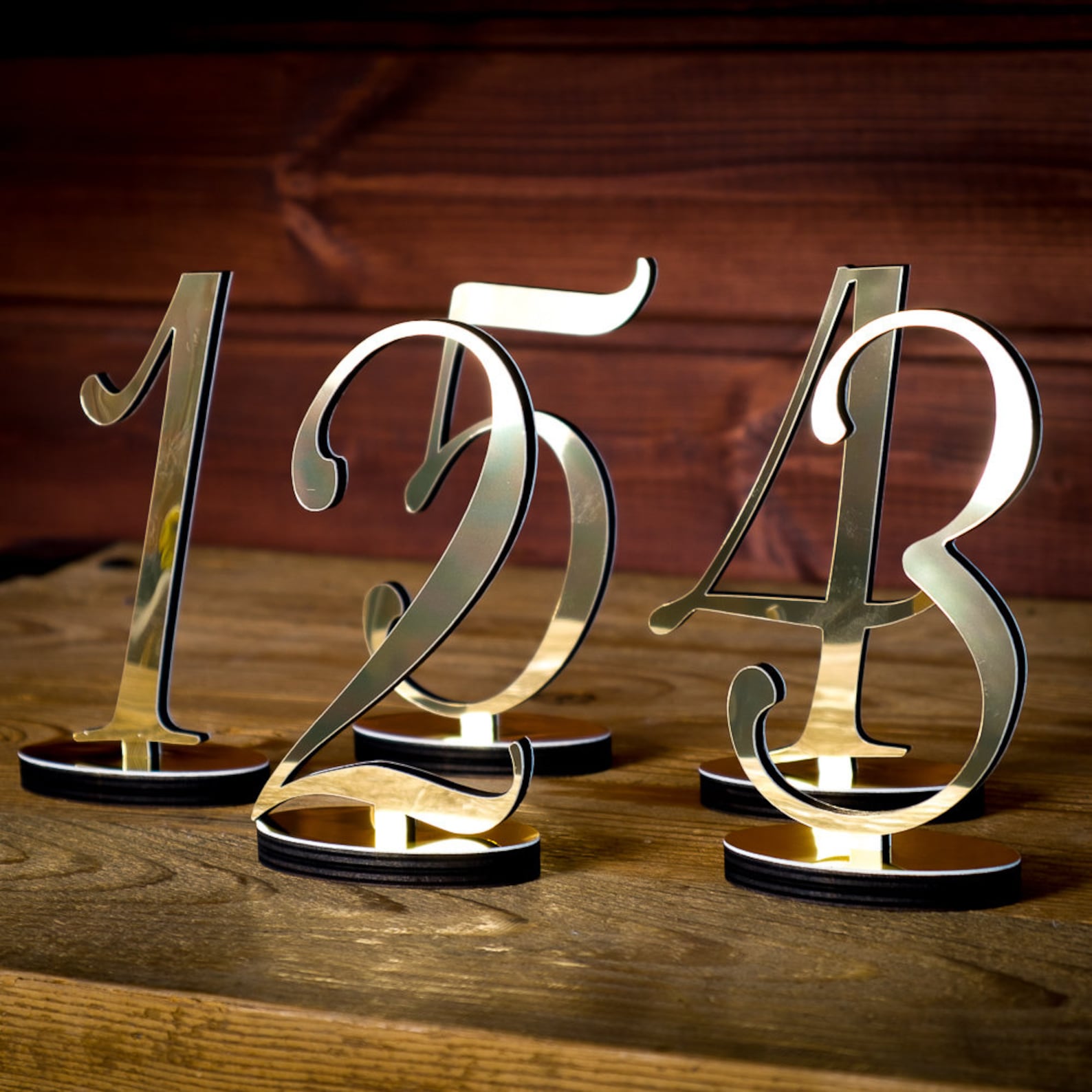 Mirrored Table Numbers Gold Mirror Wedding Table Numbers | Elegant Reception Decor - Etsy