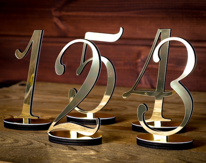 Gold/Silver Mirror Table Numbers | boho wedding decor | fairy wedding decor | garden decoration | romantic wedding decor | table centerpiece