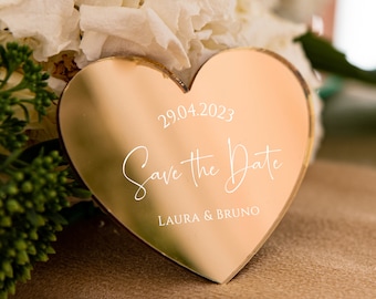 Modern heart-shaped wedding keepsake | elegant golden wedding favor | glamour gift for guest with magnet