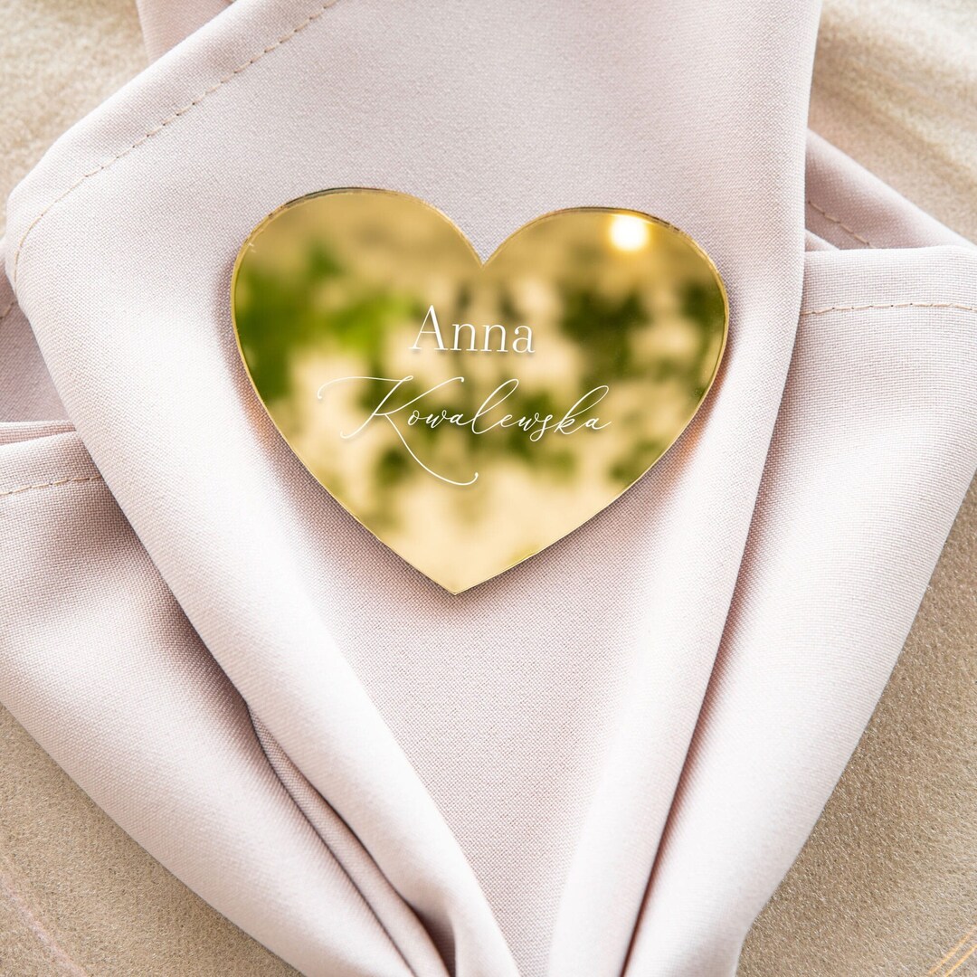 20 Segnaposto Tavolo A Forma Di Cuore – Alti 22 Cm, In Acciaio Dorato, Per Matrimoni E Feste - 2