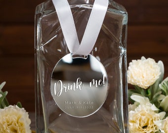 Drink me | Wedding Favor Tags | Personalized Bachelorette Party Tags | Clear acrylic Favor Tags | Mirror acrylic Favor Tag