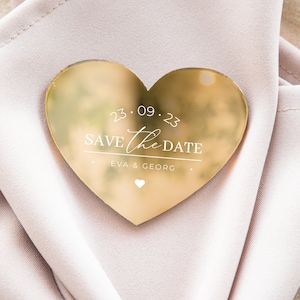 Schlichtes herzförmiges Hochzeitsandenken | glamour goldene Hochzeit Geschenk | modernes Gastgeschenk mit Magnet