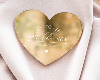 Simple heart-shaped wedding keepsake | glamour golden wedding favor | modern gift for guest with magnet