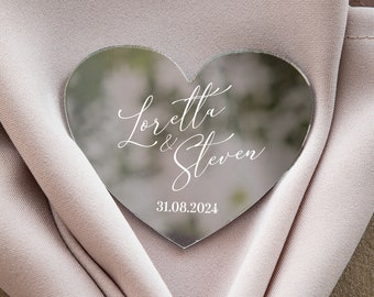 Elegant stylish wedding keepsake | modern mirror silver party favor | guest gift with magnet