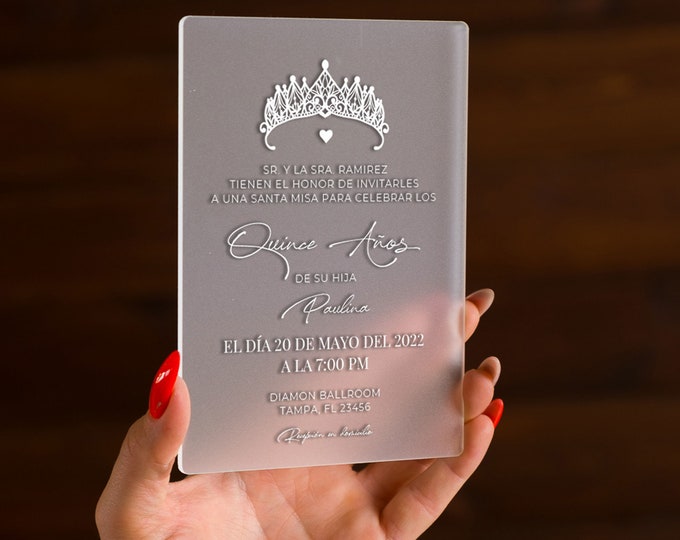 Modern style Invitation for Quinceañera | Elegant Quince party card | Glamour Frosted Sweet sixteen invites | Winter theme announcement