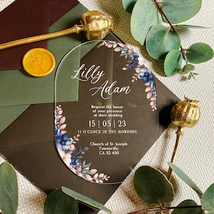 Invitación de boda ovalada rectángulo botánico / hacemos tarjeta de ceremonia / invitación de propuesta moderna / flor guardar la fecha / invitaciones de fiesta claras