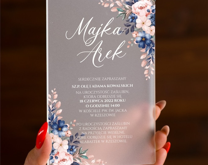 Dusty blue wedding invitation | blush floral card | elegant save the date | farmhouse ceremony annoucement | romantic marriage invites