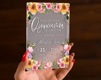 Encanto inspired Invitation for Quinceañera | Floral glamour Quince party card | Cute elegant Sweet sixteen invites