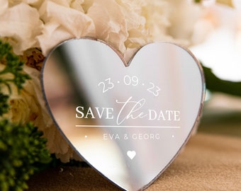 Simple heart-shaped wedding keepsake | glamour silver wedding favor | modern gift for guest with magnet