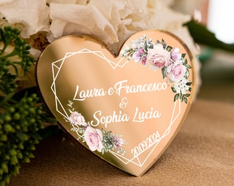 Roses heart-shaped wedding keepsake | floral theme glamour golden wedding favor | elegant gift for guest with magnet