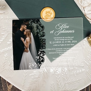 flower wedding invitation with photo | frosted romantic wedding invites | wedding announcement with photo | engagement party invites