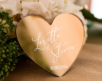 Elegant stylish wedding keepsake | modern mirror golden party favor | guest gift with magnet
