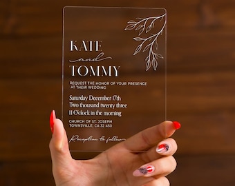 Modern wedding invitation | botanical ceremony card | botanical proposal invite | romantic greetings letter | clear party invitations