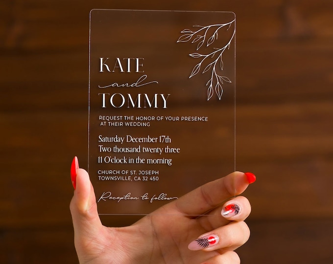 Modern wedding invitation | botanical ceremony card | botanical proposal invite | romantic greetings letter | clear party invitations
