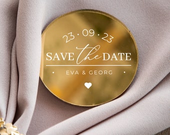 Modern wedding favor | glamour personalized party keepsake | golden modern save the date with magnet