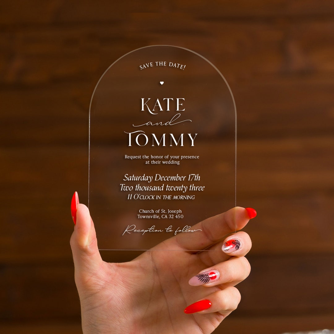 Arched Acrylic Wedding Invitation | Modern Elegant Ceremony Invite - Etsy