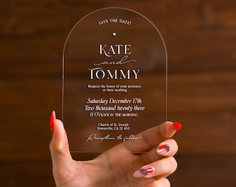 Modern wedding invitation | arched ceremony card | elegant proposal invite | half-round greetings letter | clear party invitations