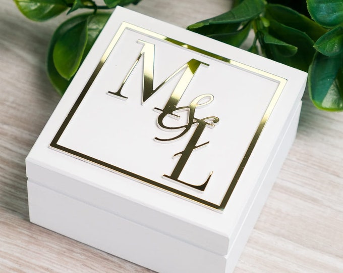 Classic ring box for wedding, elegant ceremony accessories, boho gift for bride and groom