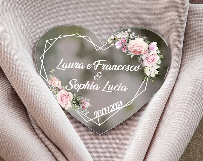Roses heart-shaped wedding keepsake | floral theme glamour silver wedding favor | elegant gift for guest with magnet