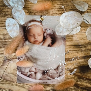 Invito al battesimo della bambina con foto / Invito acrilico con foto / invito al battesimo del bambino con foto / Invito carino del bambino