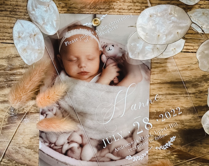infant girl baptism Invitation With Photo | Acrylic Invitation With Photo | infant boy baptism invitation With Photo | Cute Baby Invitation