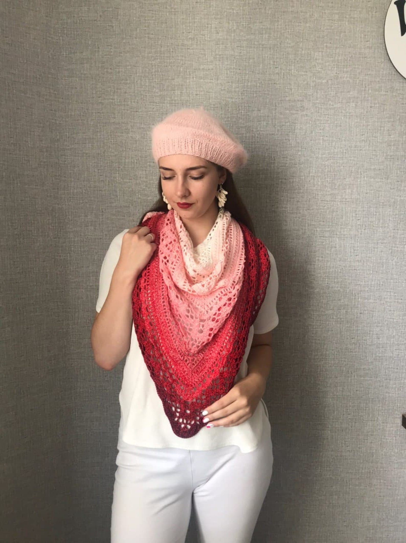 Hand knit shawl travel scarf designer scarves women's Etsy