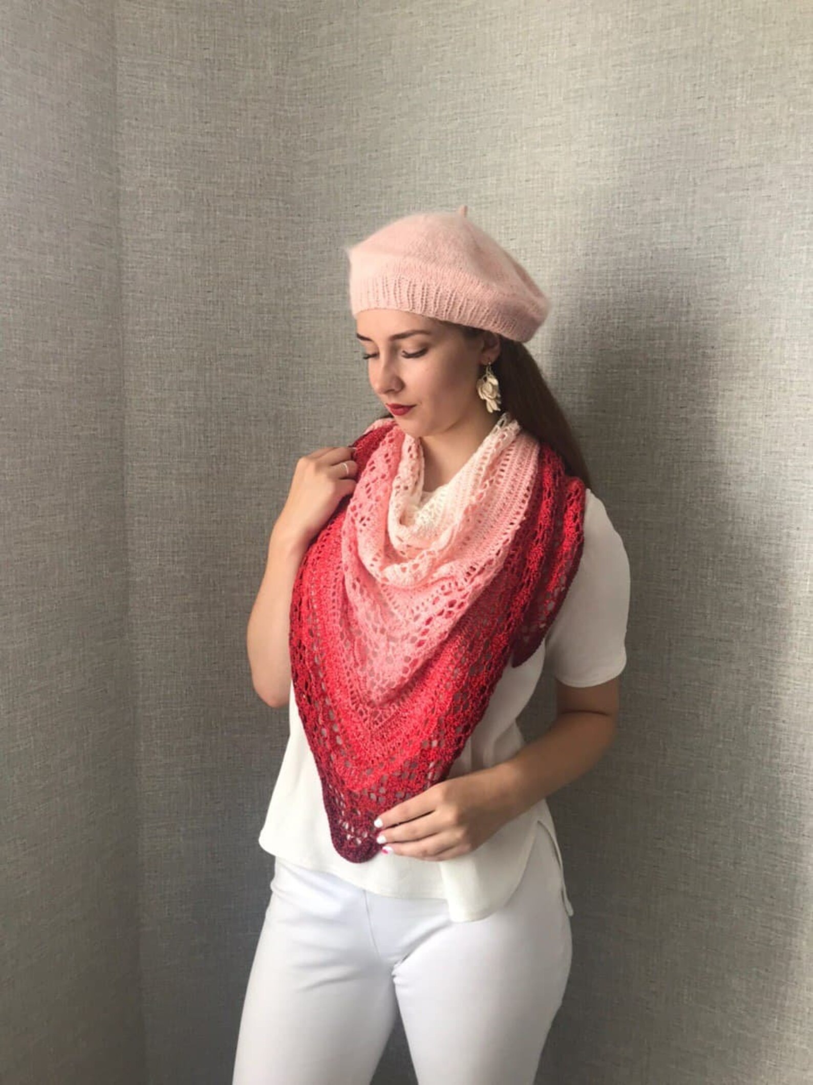 Hand knit shawl travel scarf designer scarves women's Etsy