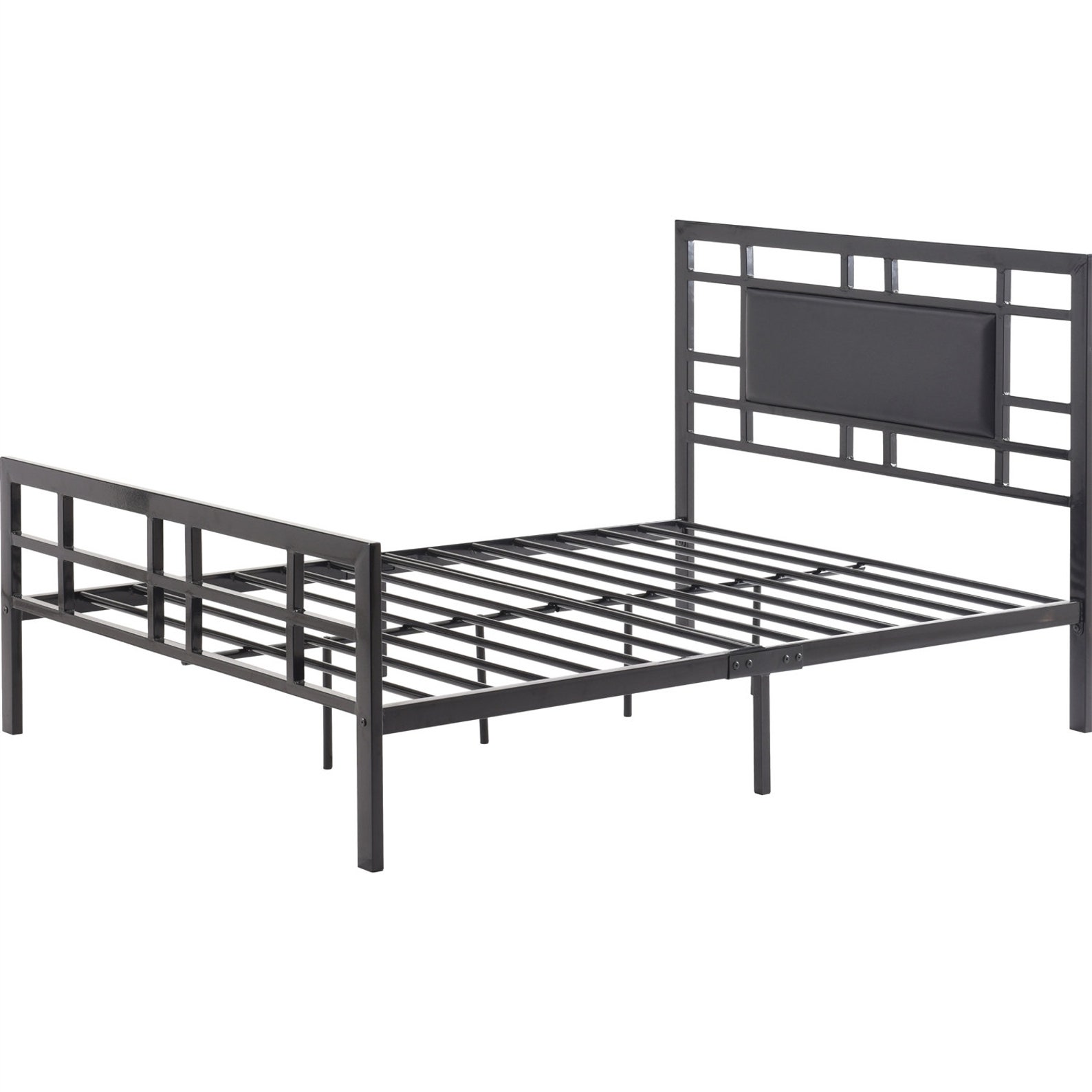 Metal Platform Bed Frame with Black Upholstered Center Panel Etsy