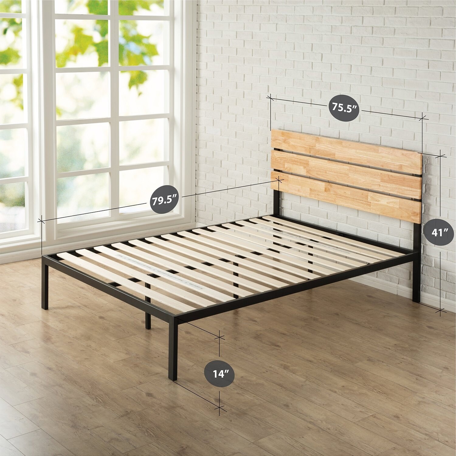 Farmhouse Heavy Duty Metal Platform bed Frame with Wood Slats Etsy
