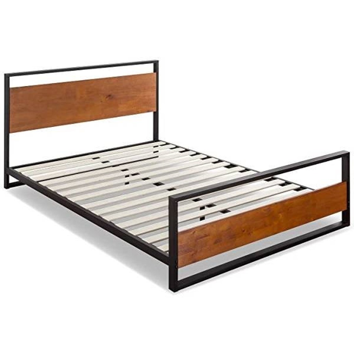 Queen Size Farmhouse Metal Wood Bed Frame Platform Bed Frame Etsy