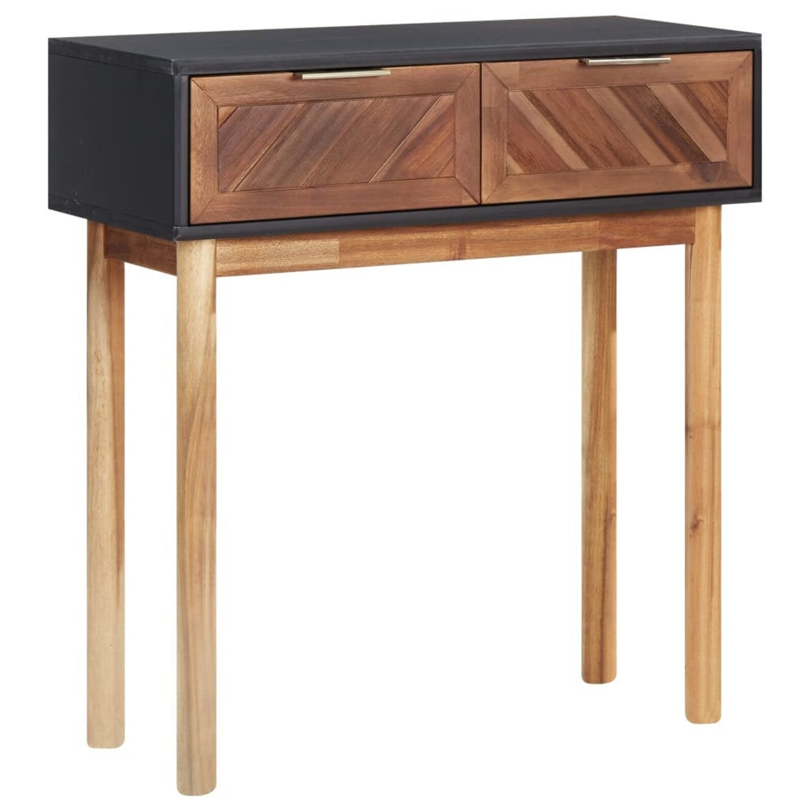 Modern Solid Acacia Wood Console Table with 2 Drawers Etsy