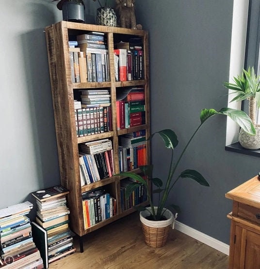 Farmhouse Solid Mango Wood Bookcase Rustic Bookshelf with Etsy