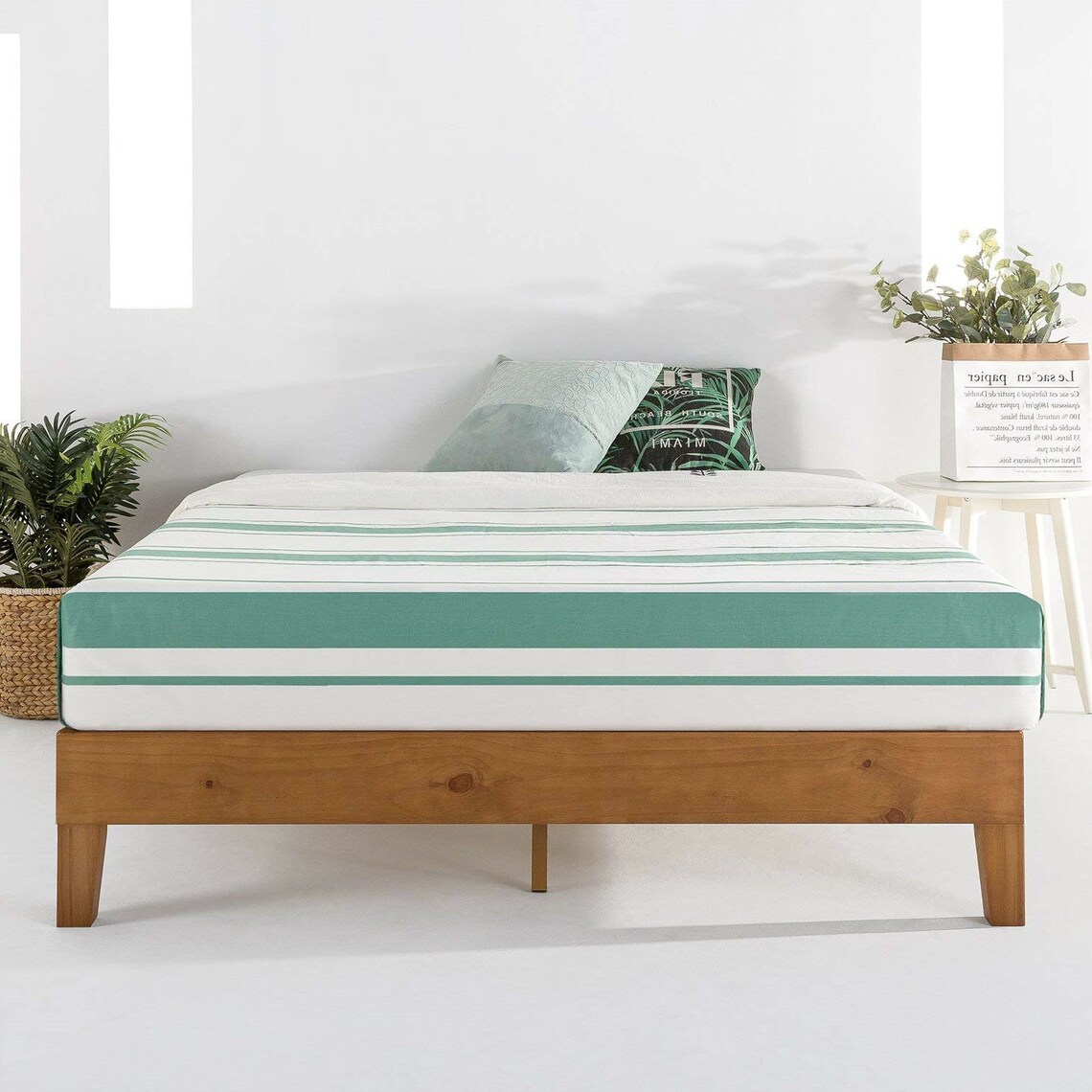 Mid Century Modern Solid Wood Slat Platform Bed Frame in Etsy