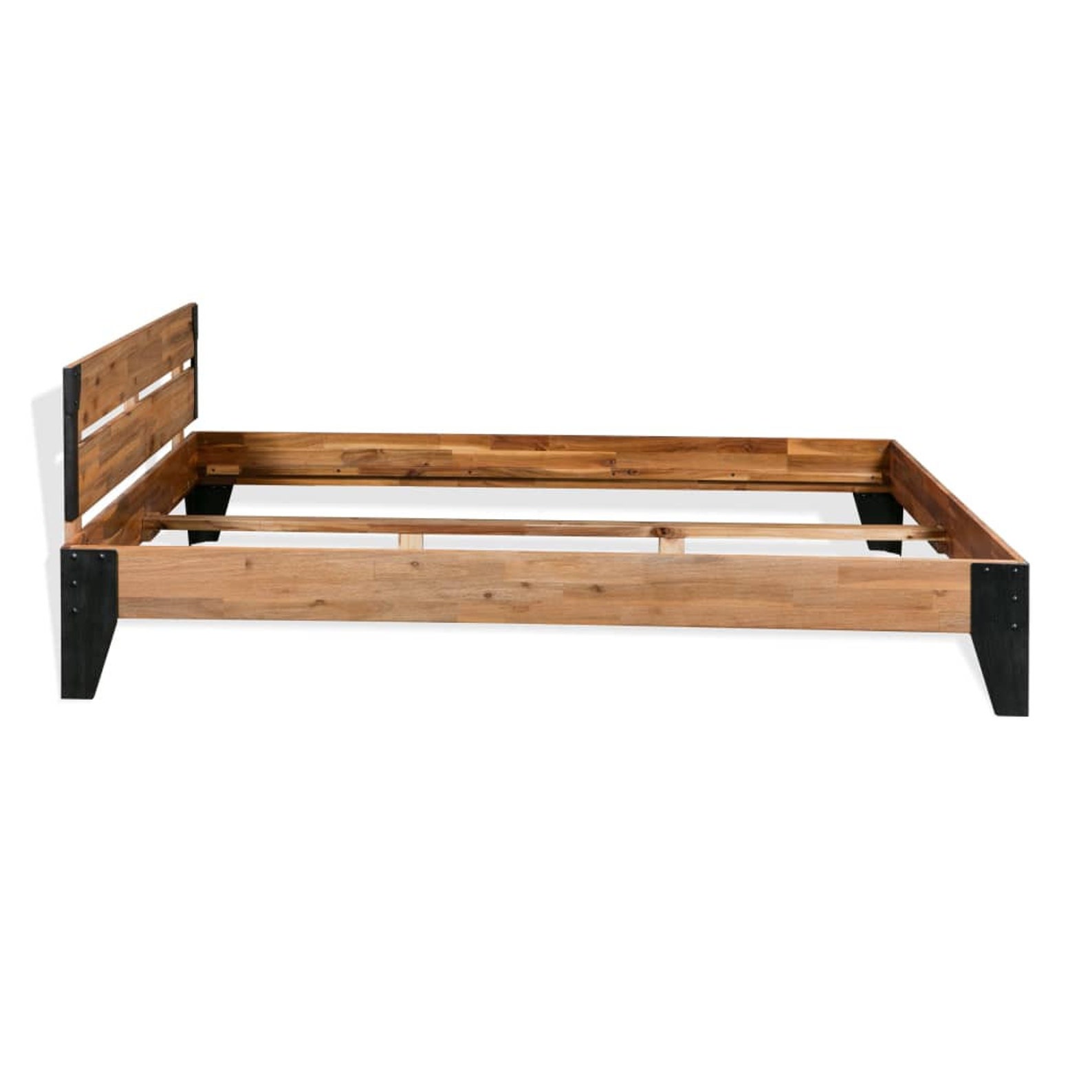 Farmhouse Solid Acacia Wood Platform Bed Frame with Headboard Etsy