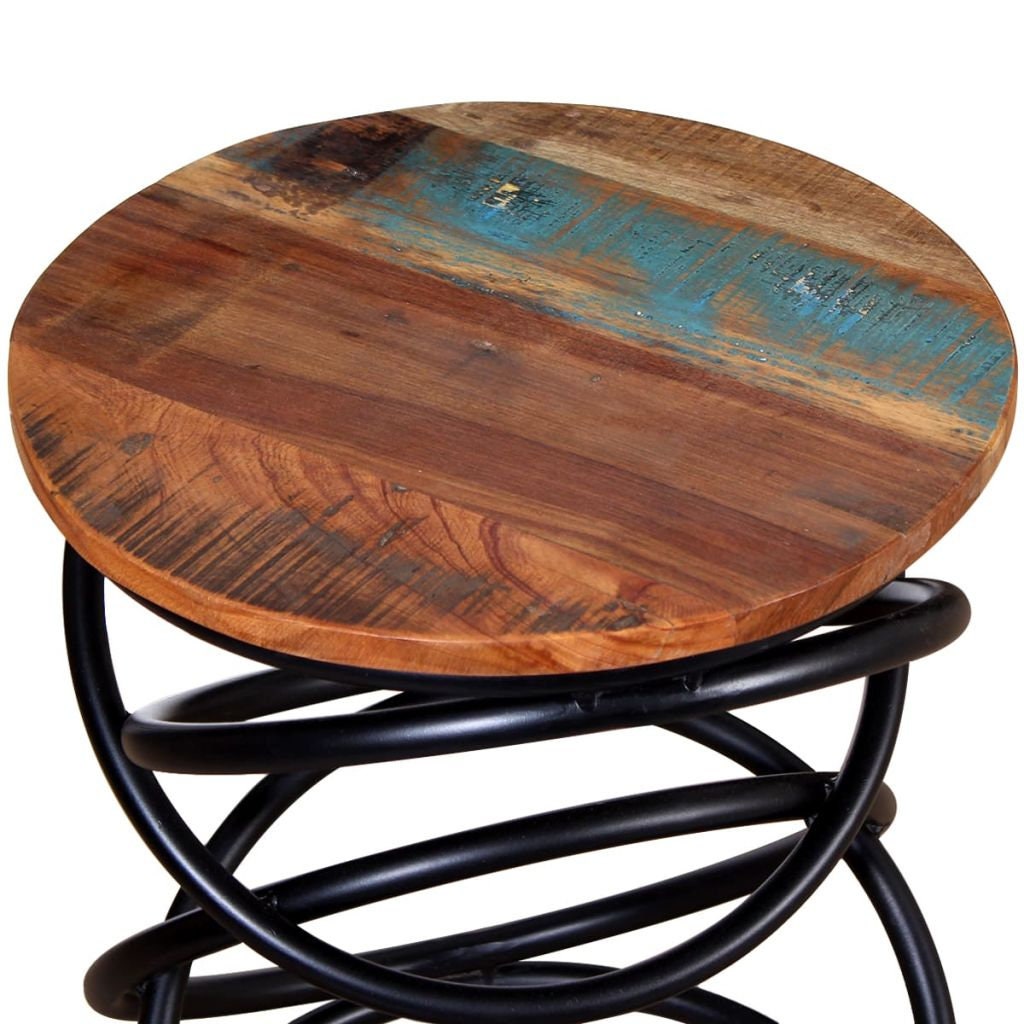 Antique Solid Reclaimed Wood Side Table Round End Table with Etsy