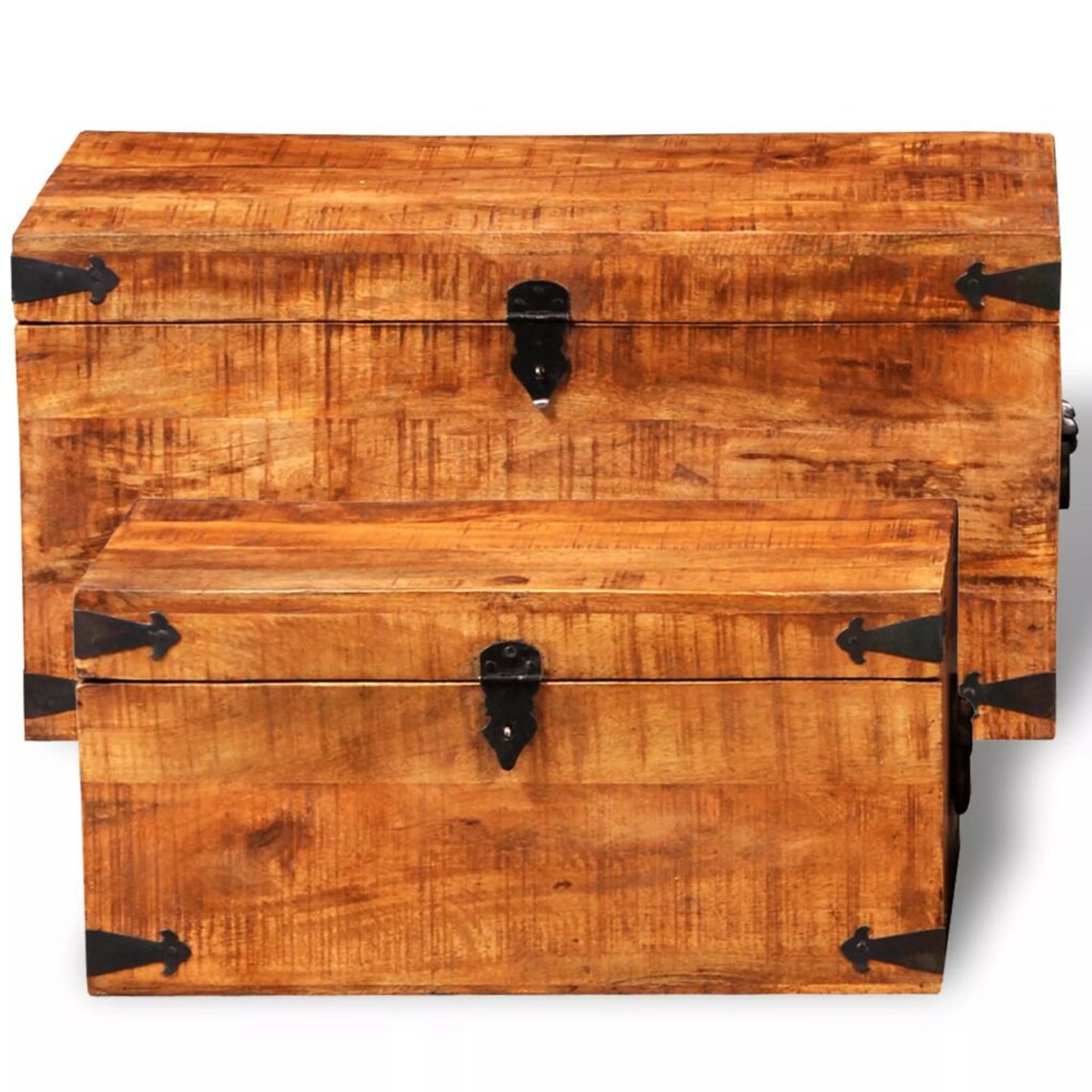 Rustic Solid Mango Wood Set of 2 Storage Trunk Large Storage Etsy