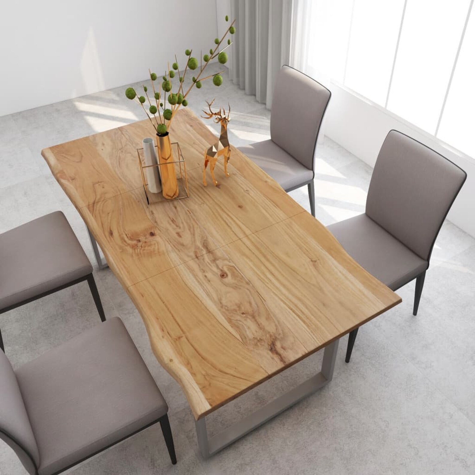 Rustic Solid Acacia Wood Dining Table Rectangular Live Edge Etsy