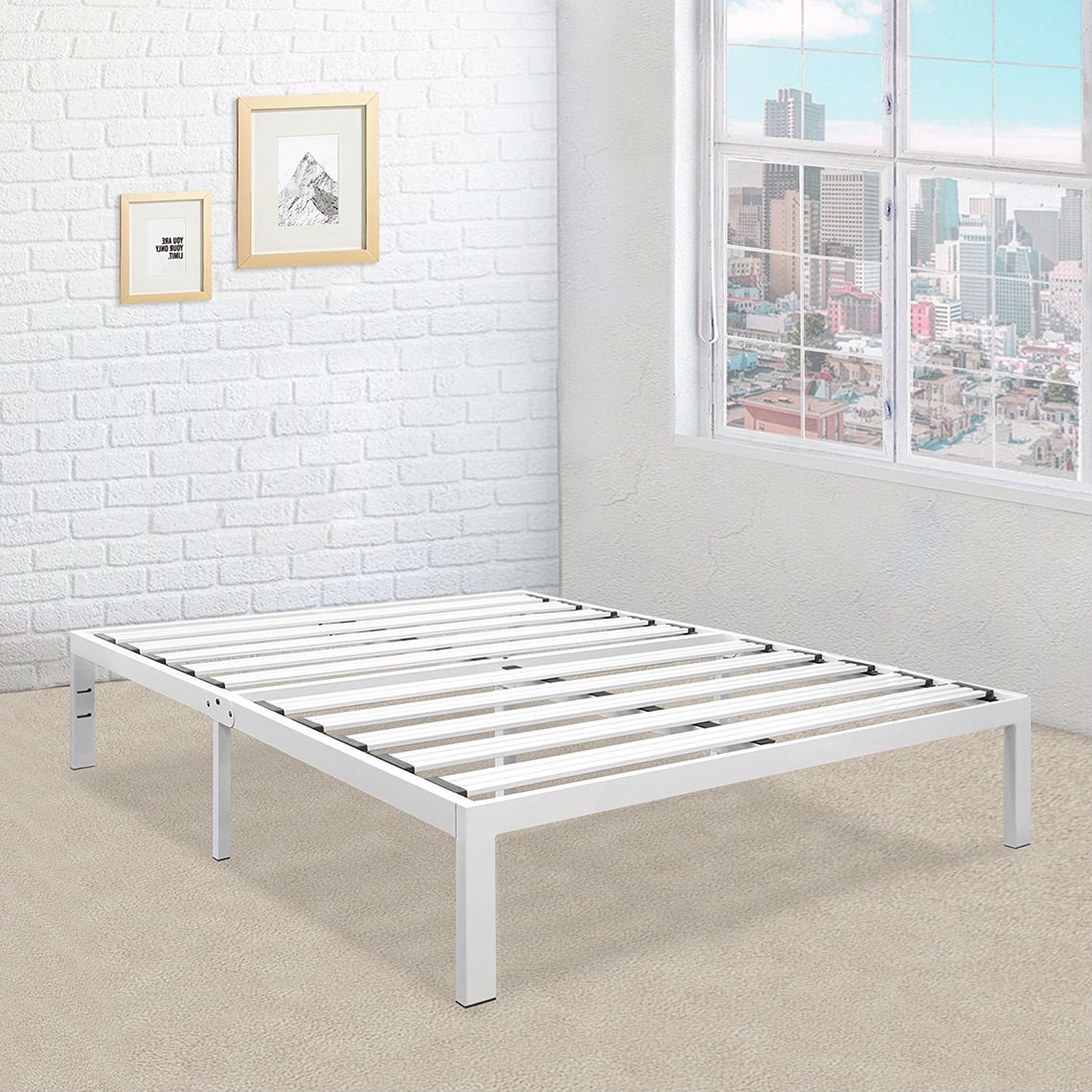 Heavy Duty Metal Platform Bed Frame in White Etsy