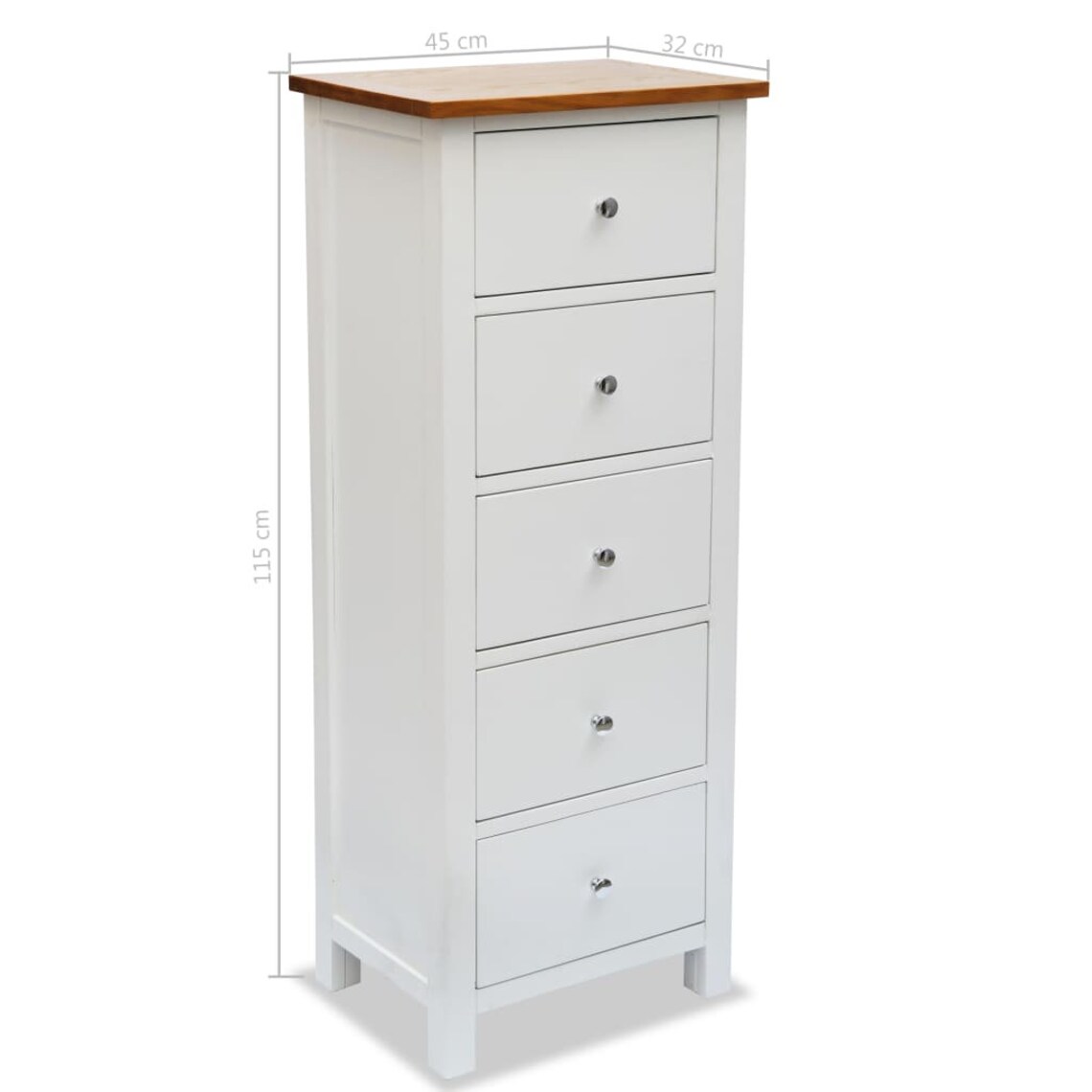 White Tall Dresser with 5 Drawers Solid Wood Chest Etsy