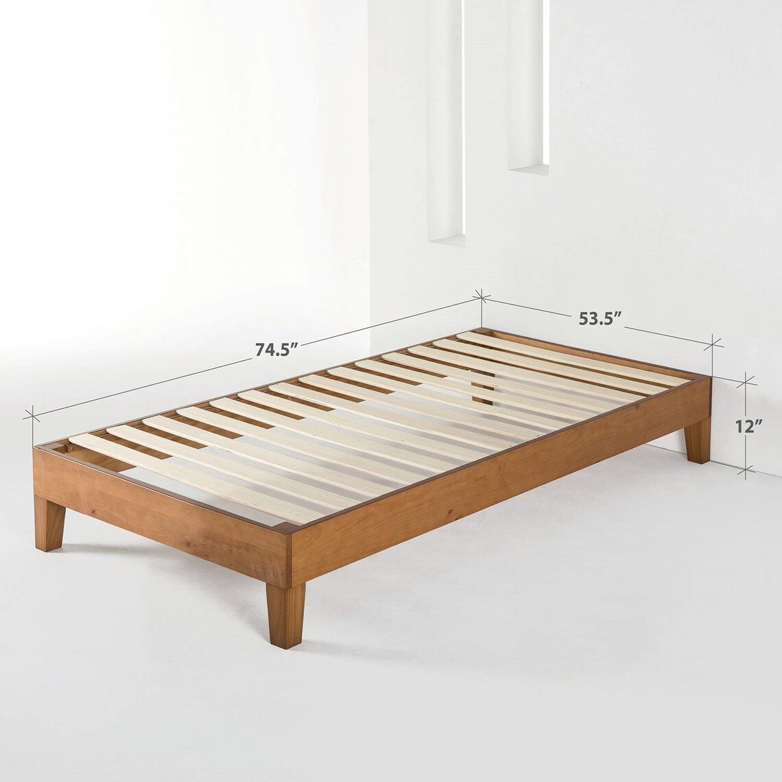 Mid Century Modern Solid Wood Slat Platform Bed Frame in Etsy