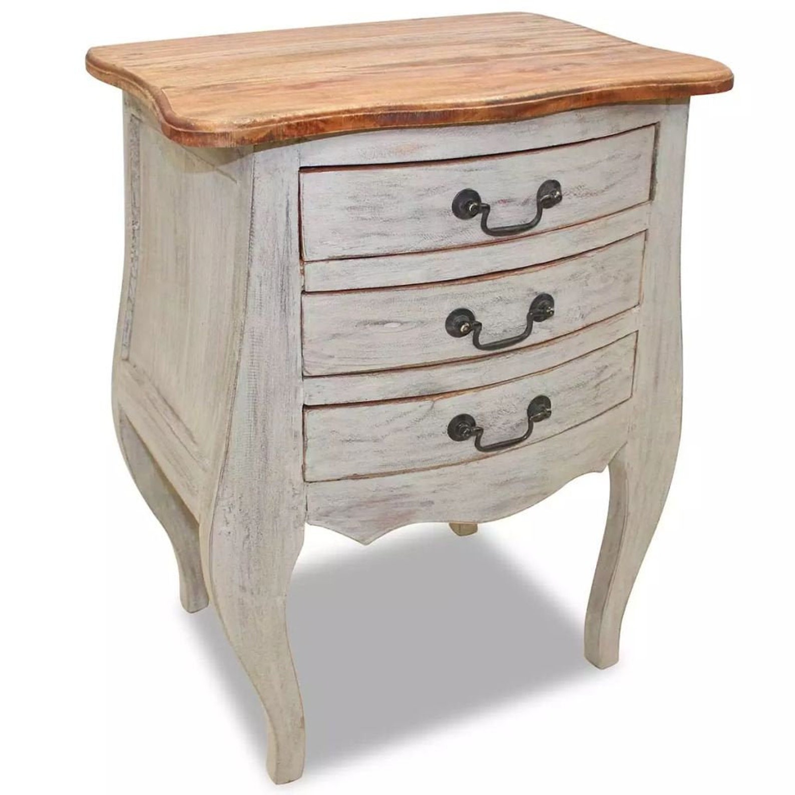 Antique Style Solid Reclaimed Wood Nightstand With 3 Drawers Etsy