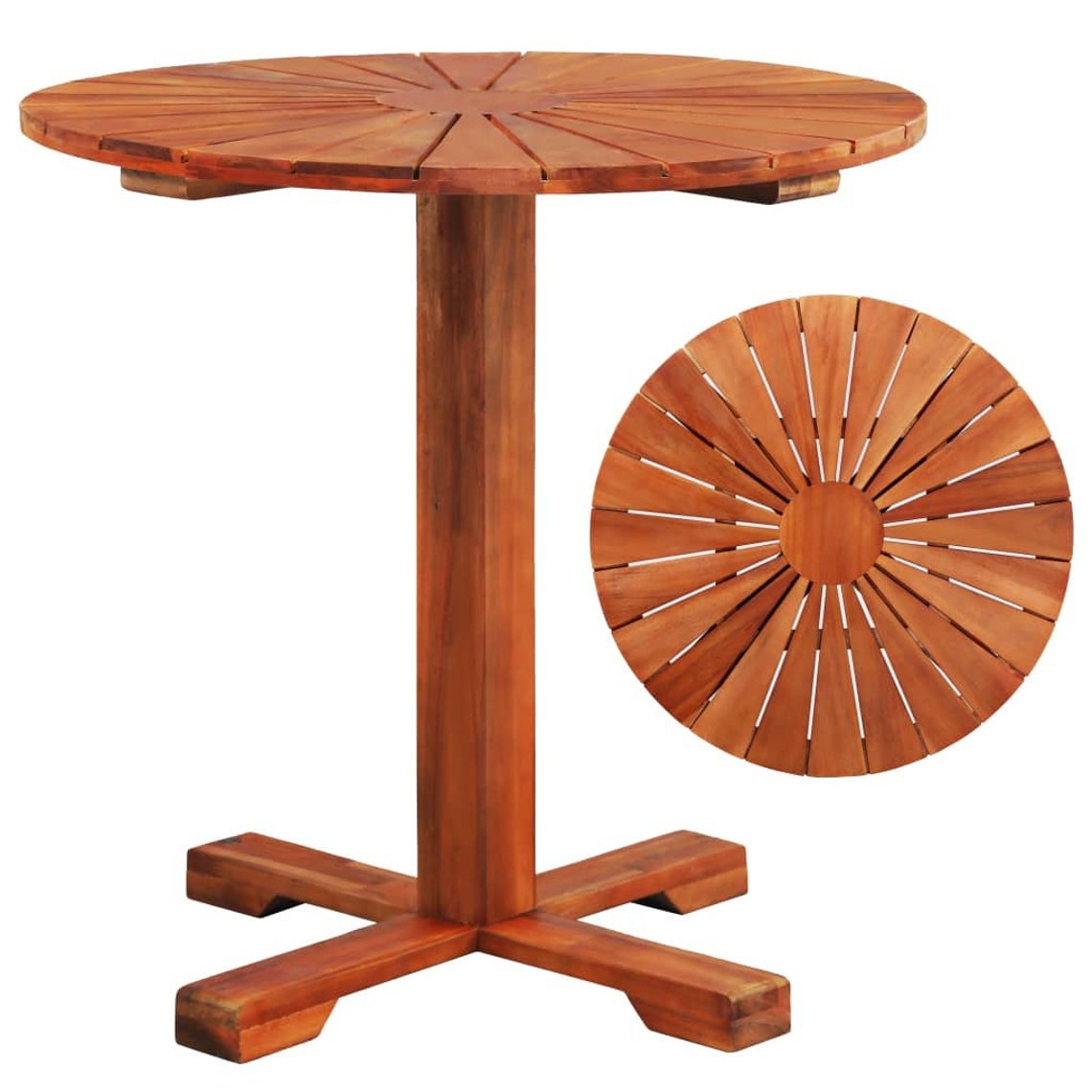 Round Solid Acacia Wood Patio Table Bistro Table Etsy