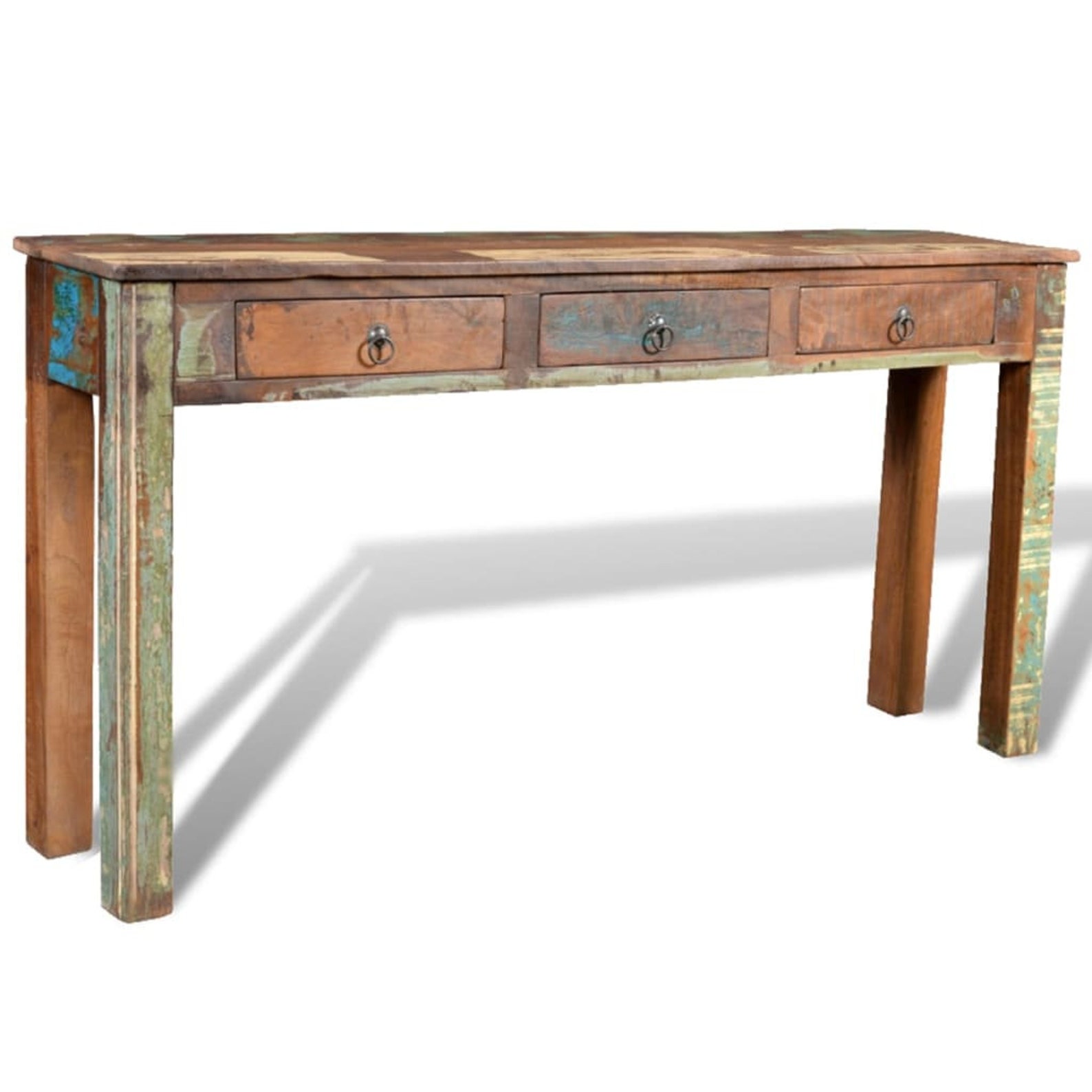 Farmhouse Solid Reclaimed Wood Console Table With 3 Drawer Etsy